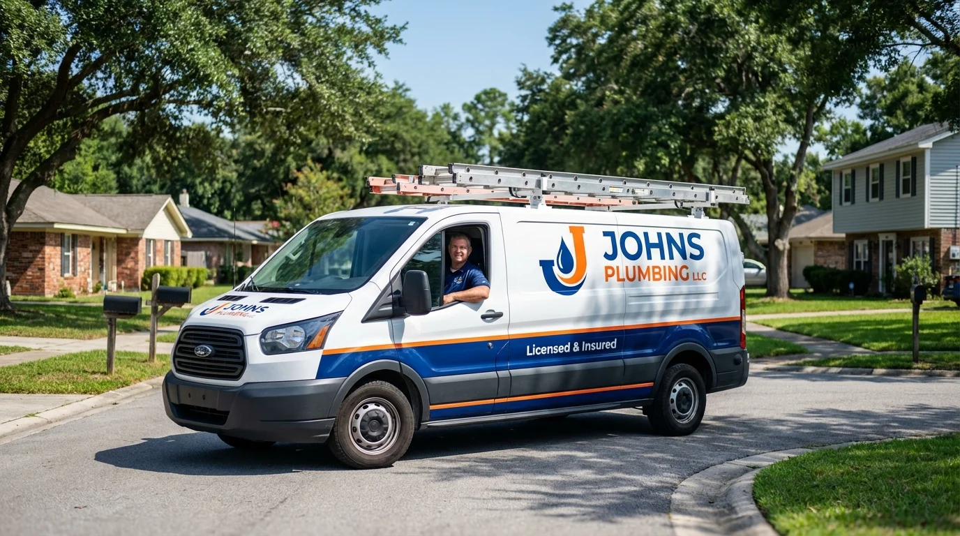 Johns Plumbing LLC service van in Ringgold, LA