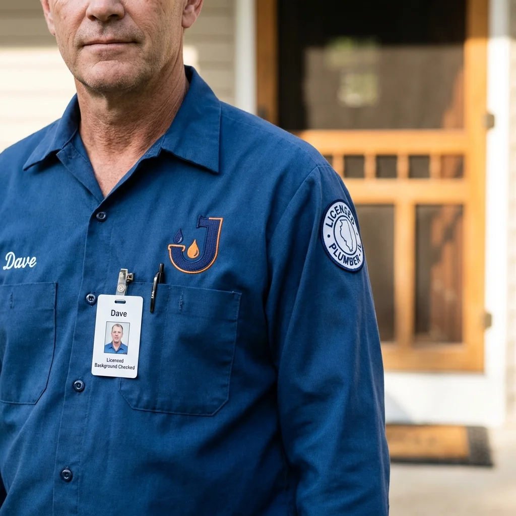 Licensed plumber showing ID badge in Ringgold, LA