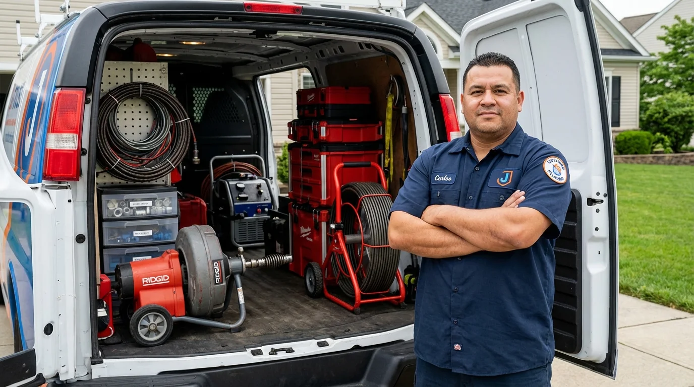 Professional drain cleaning equipment and Johns Plumbing LLC plumber in Ringgold