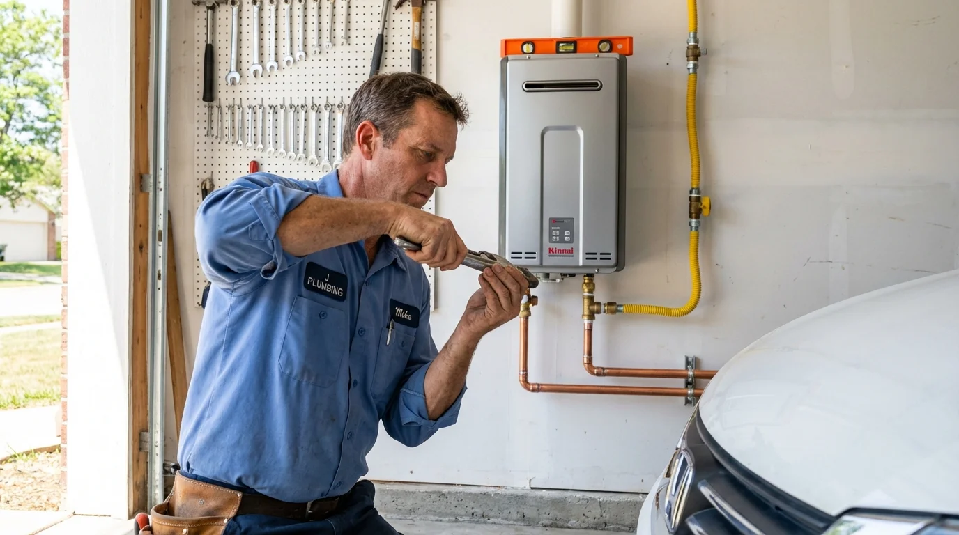 Tankless water heater installation by a Johns Plumbing LLC plumber in Ringgold